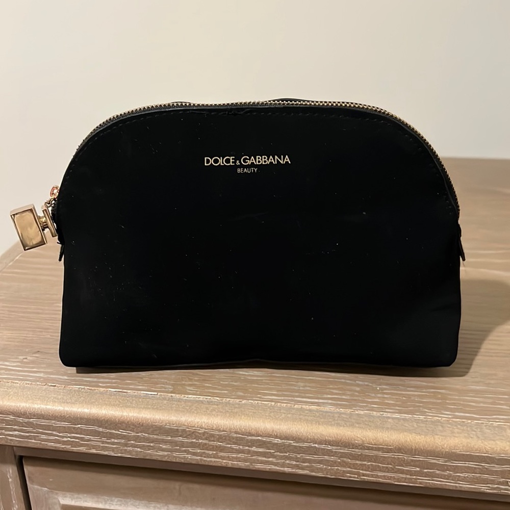 Dolce & Gabbana Beauty cosmetic bag black snd gold perfume bottle zipper pull